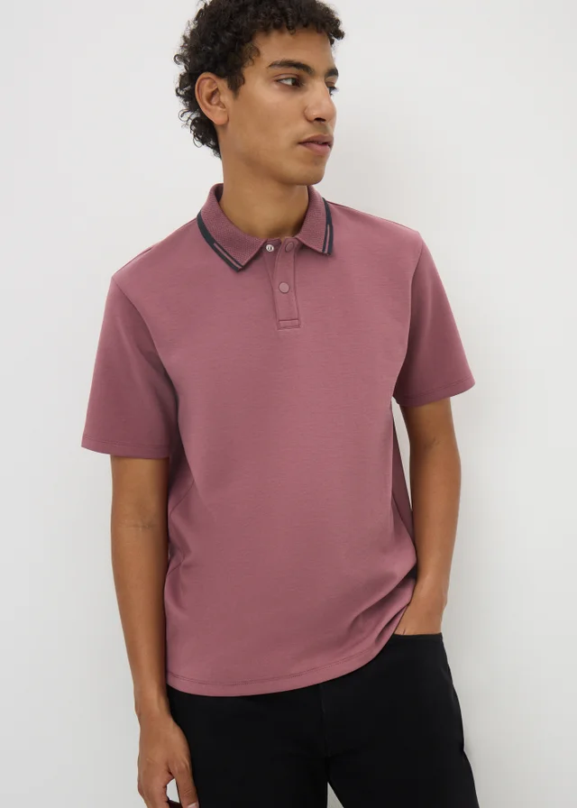 Light Burgundy Tipped Polo Shirt
