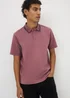 Light Burgundy Tipped Polo Shirt - Small Image 1