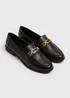 Black Croc Metal Bar Wide Fit Loafers - Size 3 Image 1