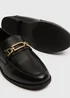 Black Croc Metal Bar Wide Fit Loafers - Size 3 Image 2