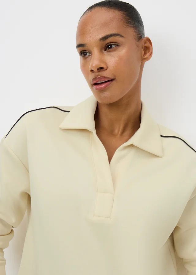 Cream Scuba Rugby Collar Co Ord Top