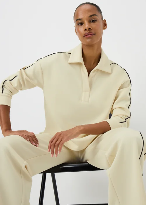 Cream Scuba Rugby Collar Co Ord Top - Size 8 Image 1