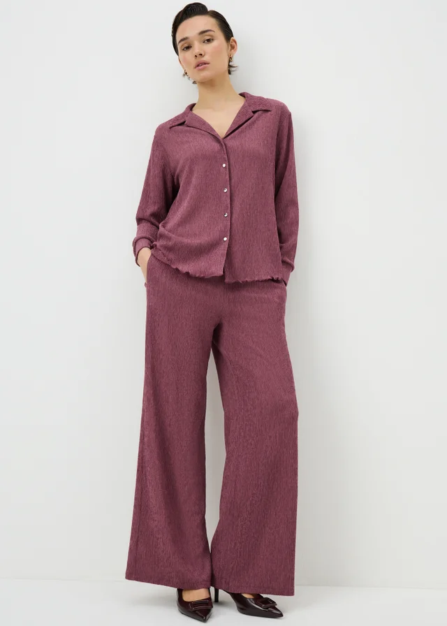 Berry Textured Co Ord Shirt