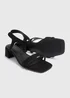 Black Wide Fit Block Heels - Size 3 Image 1