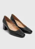 Black Croc Square Toe Court Block Heels - Size 4 Image 1