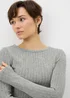Grey Ribbed Long Sleeve Top - Size 8 Image 2