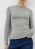 Grey Ribbed Long Sleeve Top - Size 8 Image 3
