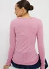 Pink Ribbed Long Sleeve Top - Size 8 Image 2