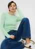 Green Ribbed Long Sleeve Top - Size 8 Image 1