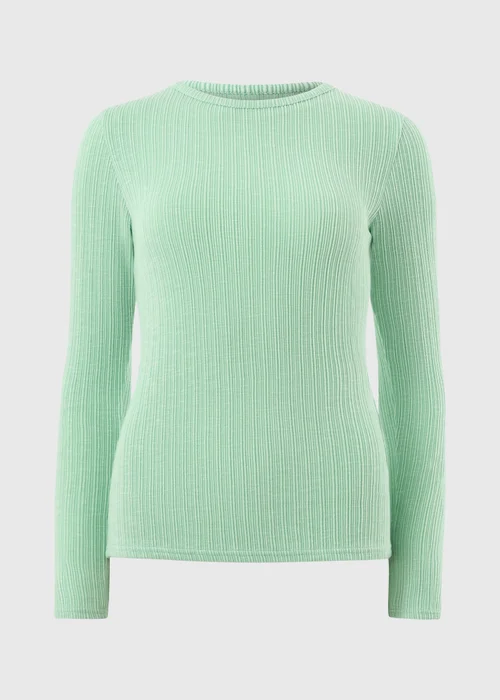 Green Ribbed Long Sleeve Top - Size 8 Image 4