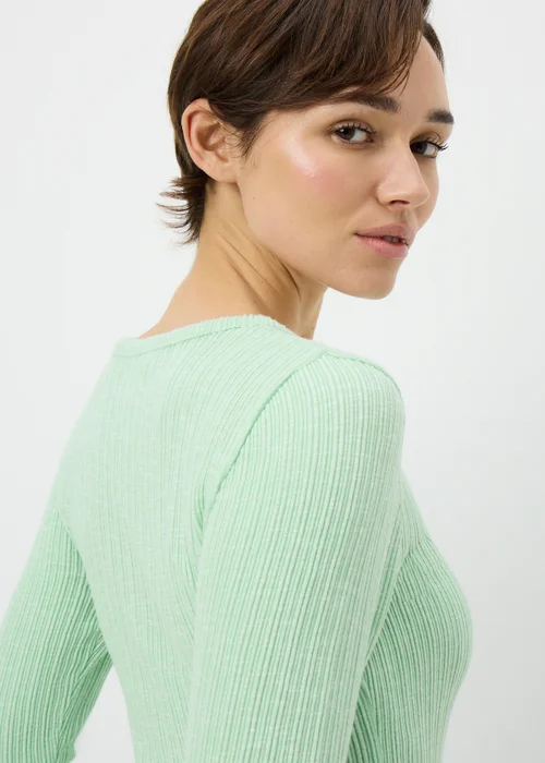 Green Ribbed Long Sleeve Top - Size 8 Image 3