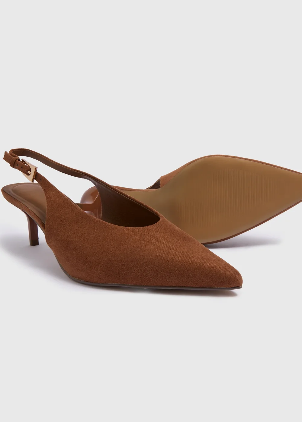 Tan High Vamp Point Heels - Size 3 Image 2