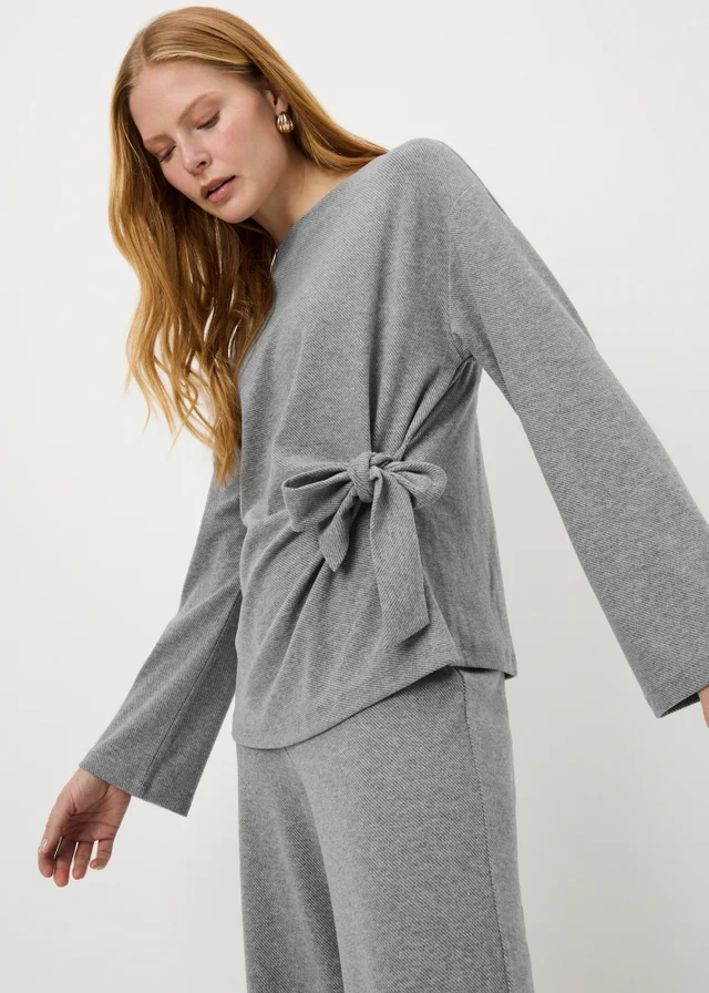 Grey Marl Soft Touch Co Ord Side Tie Top