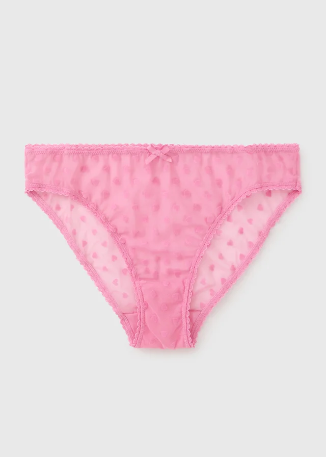 Pink Heart Flock High Leg Knickers