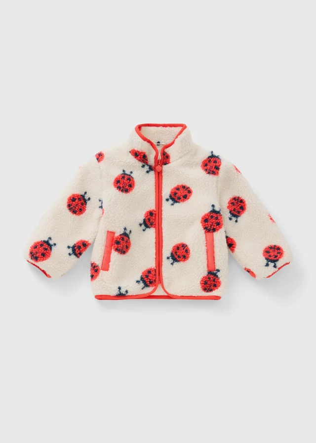 Girls Cream Ladybird Borg Jacket (1-7yrs)