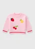 Girls Pink Fruit Crochet Knit Jumper (1-7yrs) - Age 5 - 6 Years Image 1