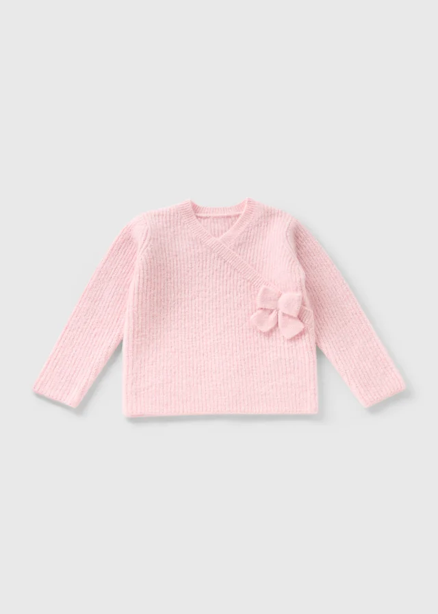 Girls Pink Ballet Wrap Bow Jumper (1-7yrs)
