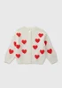 Girls Cream Heart Valentines Cardigan (1-7yrs) - Age 3 - 4 Years Image 1