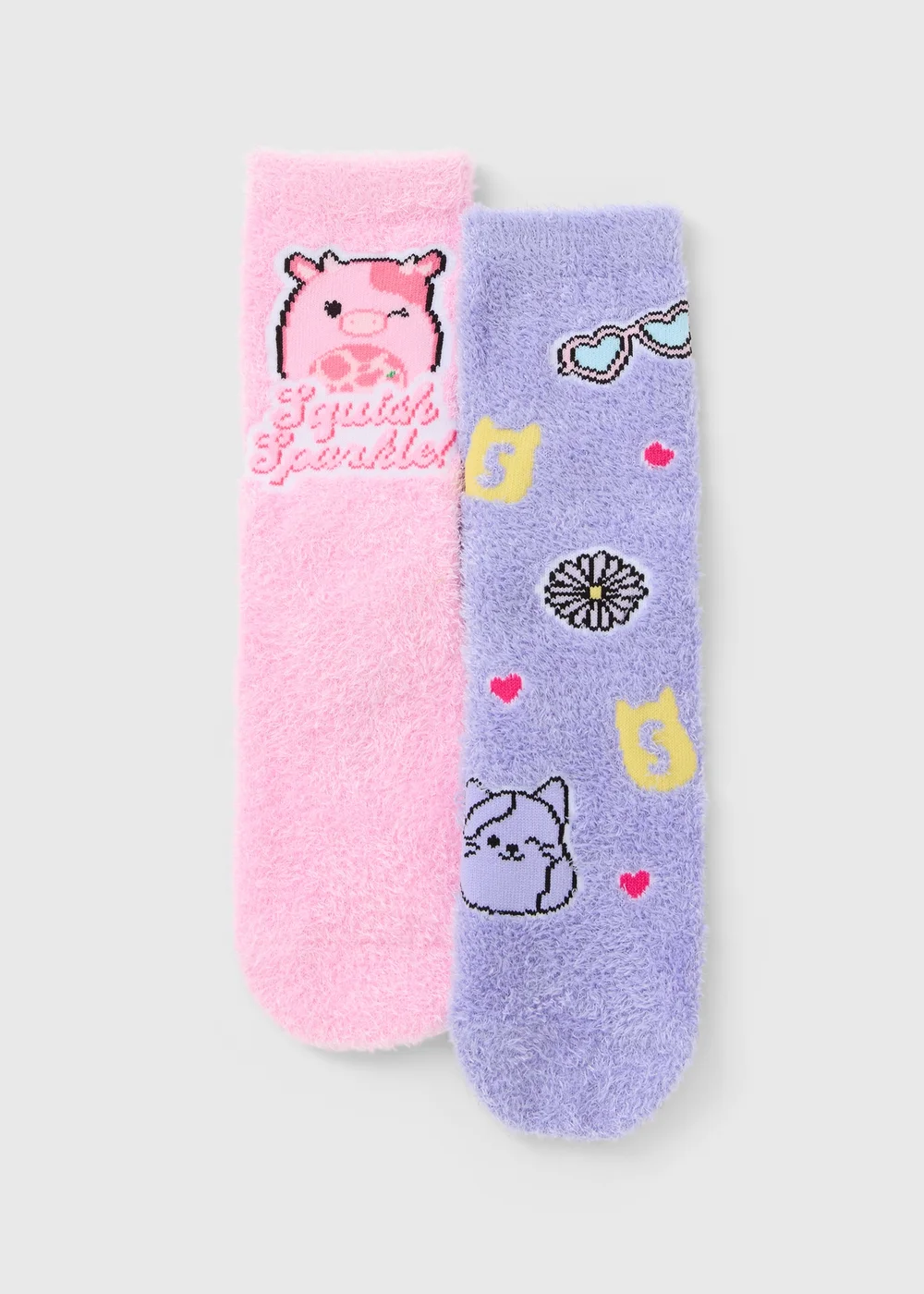 2 Pack Squishmallows Girls Multicolour Cosy Socks (Younger 9/12-Older 4/6.5) - Sizes 9-12 Image 1