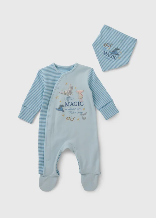 Baby Blue Magic Sleepsuit & Bib Set (Newborn - 23 Mths) - Up to 1 Month Image 1