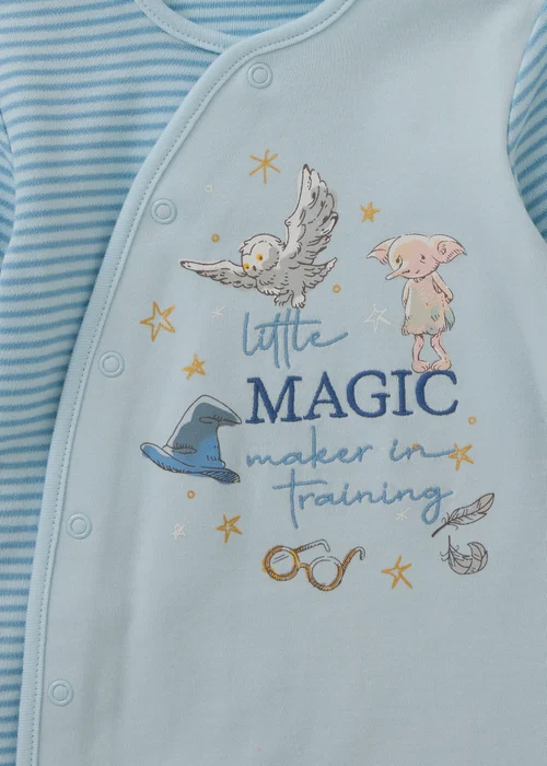 Baby Blue Magic Sleepsuit & Bib Set (Newborn - 23 Mths) - Up to 1 Month Image 2