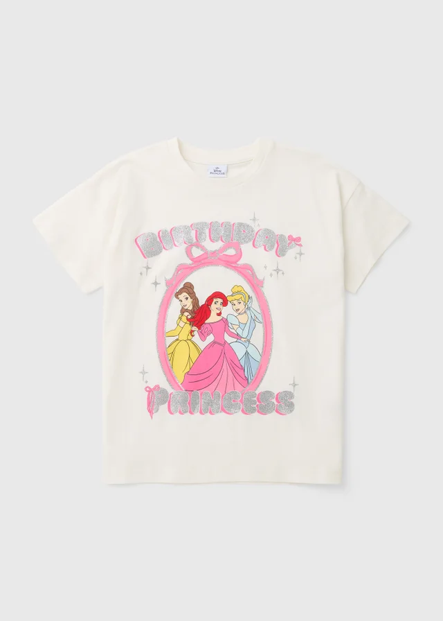 Disney Princess Girls Cream Birthday T-Shirt (3-9yrs)