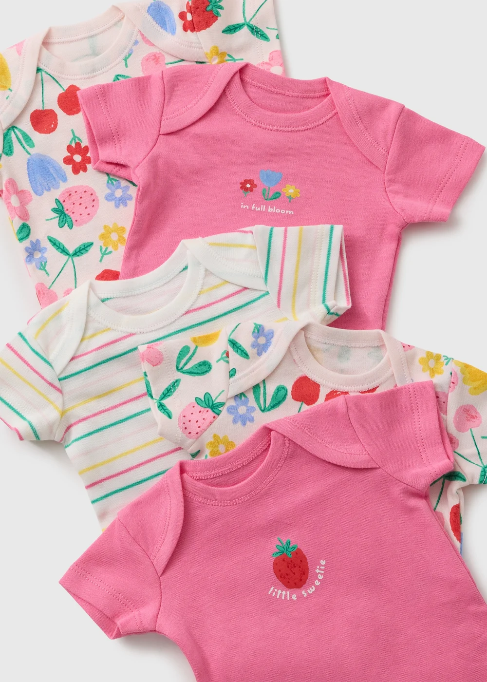 5 Pack Baby Multicolour Fruit Bodysuits (Newborn-23mths) - First Size Image 2