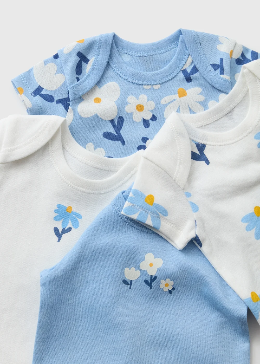 5 Pack Baby Blue Floral Bodysuits (Newborn-23mths) - First Size Image 2