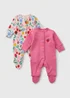 2 Pack Baby Multicolour Fruit Sleepsuits (Newborn-23mths) - Age 6 - 9 Months Image 1