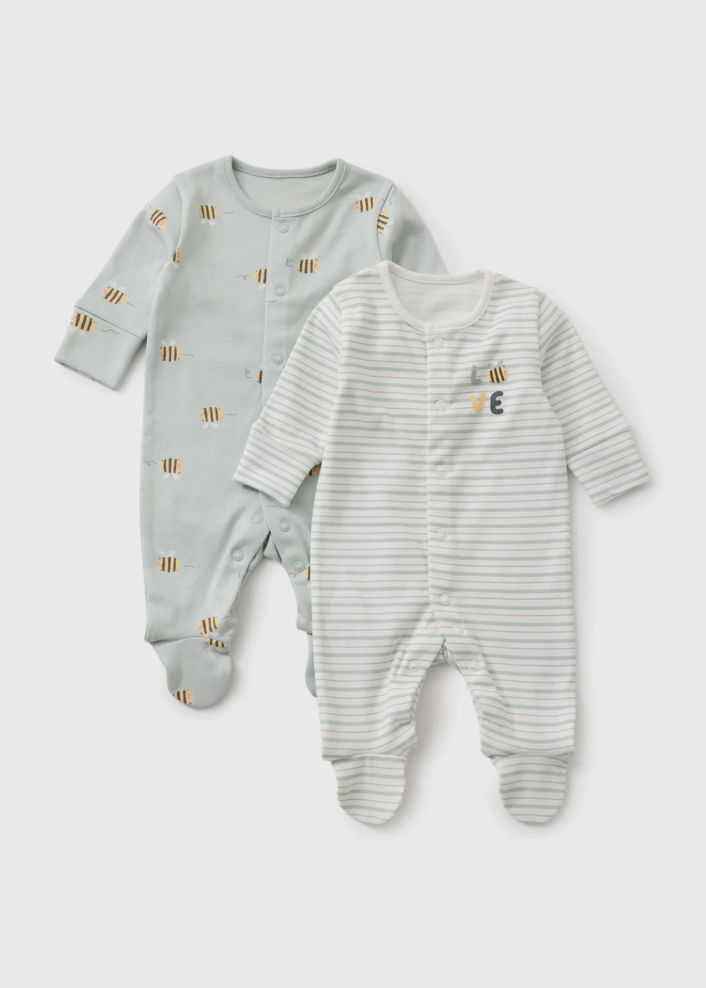 2 Pack Baby Sage Bee Sleepsuit (Newborn-23mths) - Age 18 - 23 Months Image 1