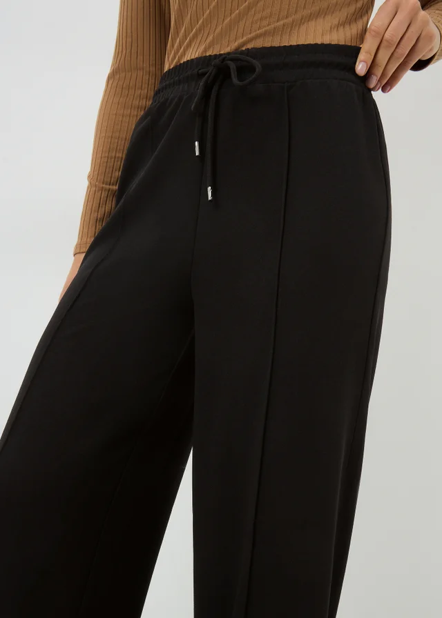 Black Seam Front Wide Leg Trousers
