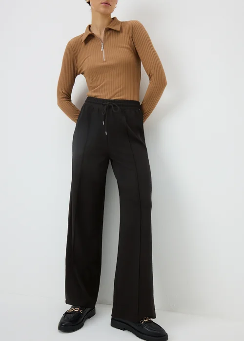 Black Seam Front Wide Leg Trousers - Size 08 29 leg Image 3