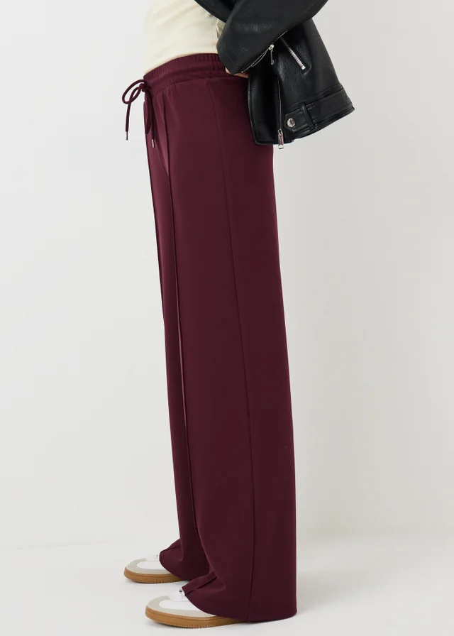 Burgundy Seam Front Wide Leg Trousers