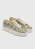 Neutral Snake Print Lace Up Platform Trainers - Size 3 Image 1