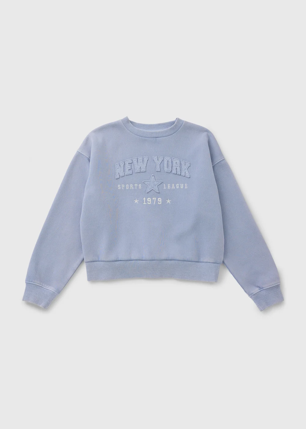 Girls Blue New York Acid Wash Sweatshirt (7-15yrs) - 7 Yrs Image 1
