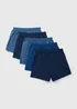 5 Pack Blue Loose Fit Boxers - Small Image 1