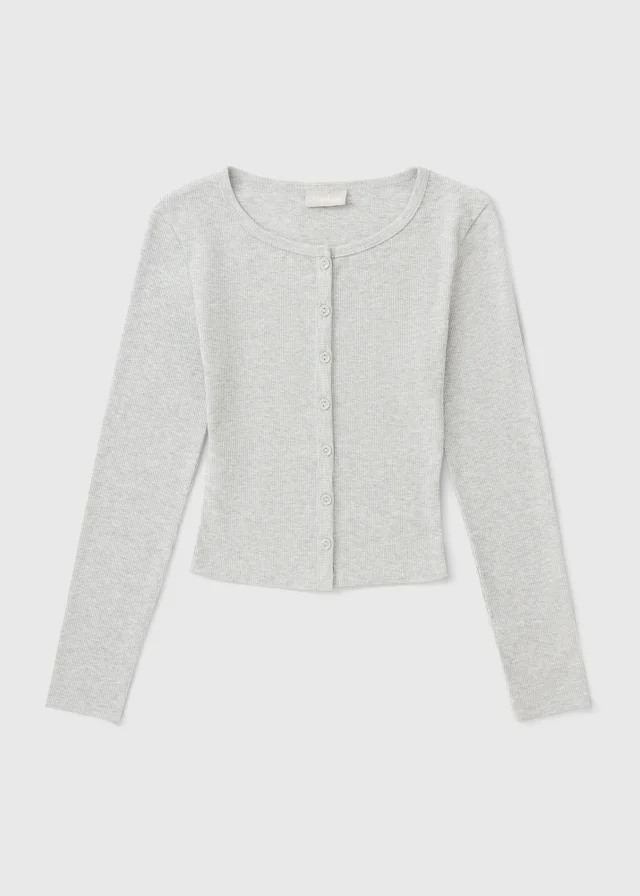 Girls Grey Button Henley Cardigan (7-15yrs)