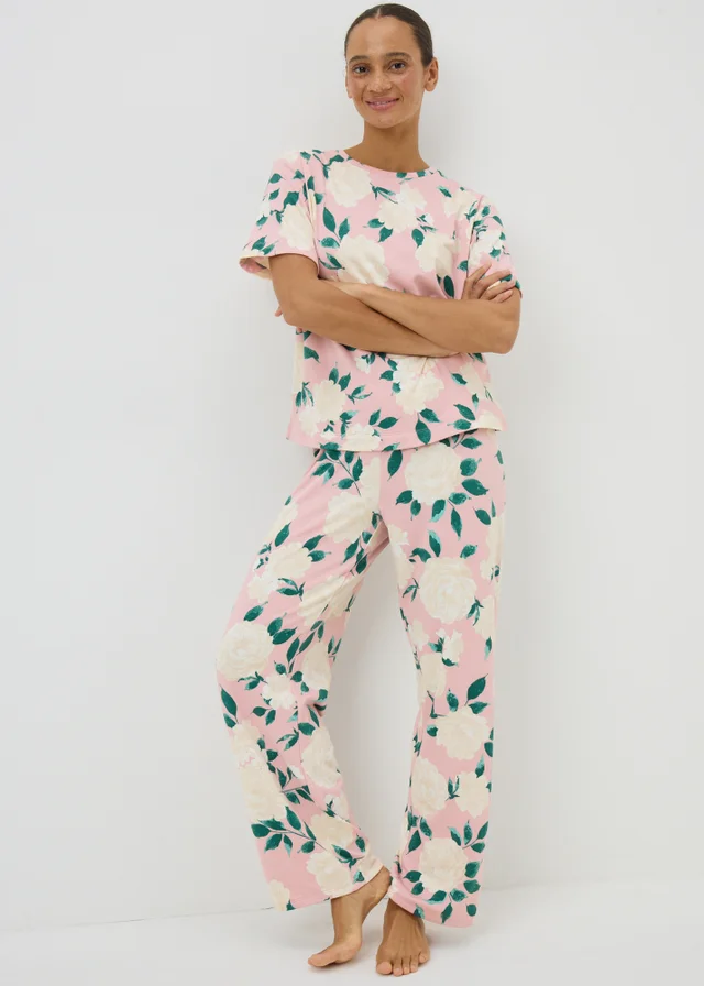 Pink Iris Floral Long Pyjama Set
