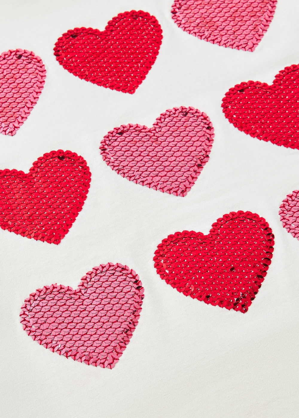 Girls Cream Heart Sequin T-Shirt (7-15yrs) - Age 7 Years Image 2