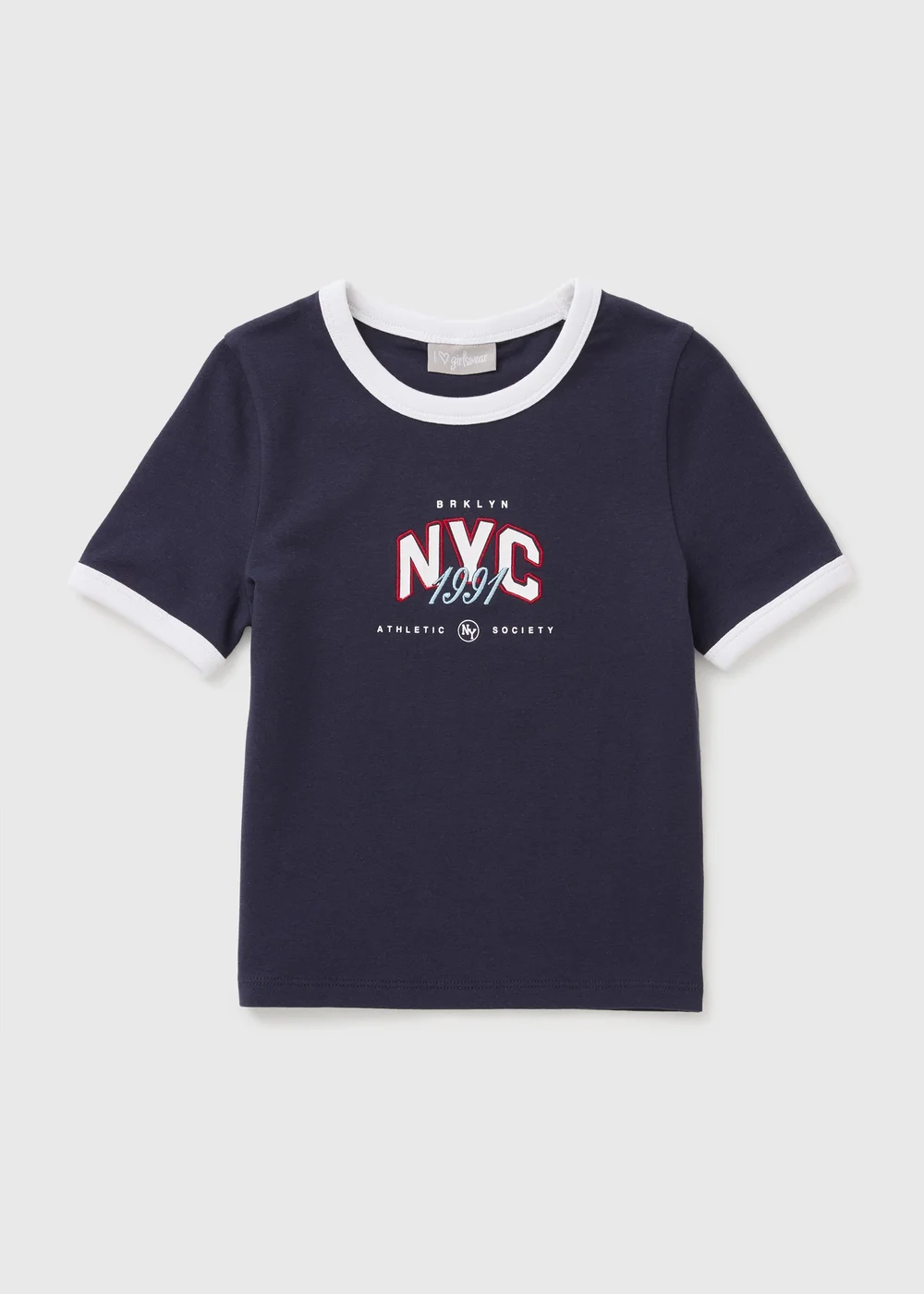 Girls Navy NYC Ringer T-Shirt (7-15yrs) - Age 7 Years Image 1
