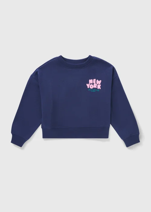 Girls Navy Sport New York Sweatshirt (7-15yrs) - 7 Yrs Image 1