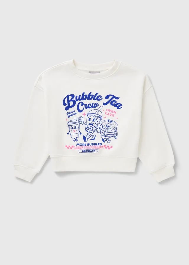 Girls Cream Bubble Tea Sweatshirt (7-15yrs)