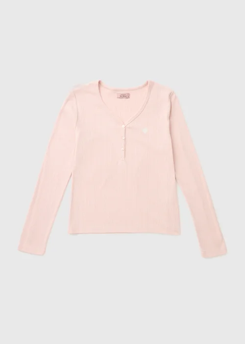 Pink Pointelle Henley Pyjama Top - Extra small Image 3