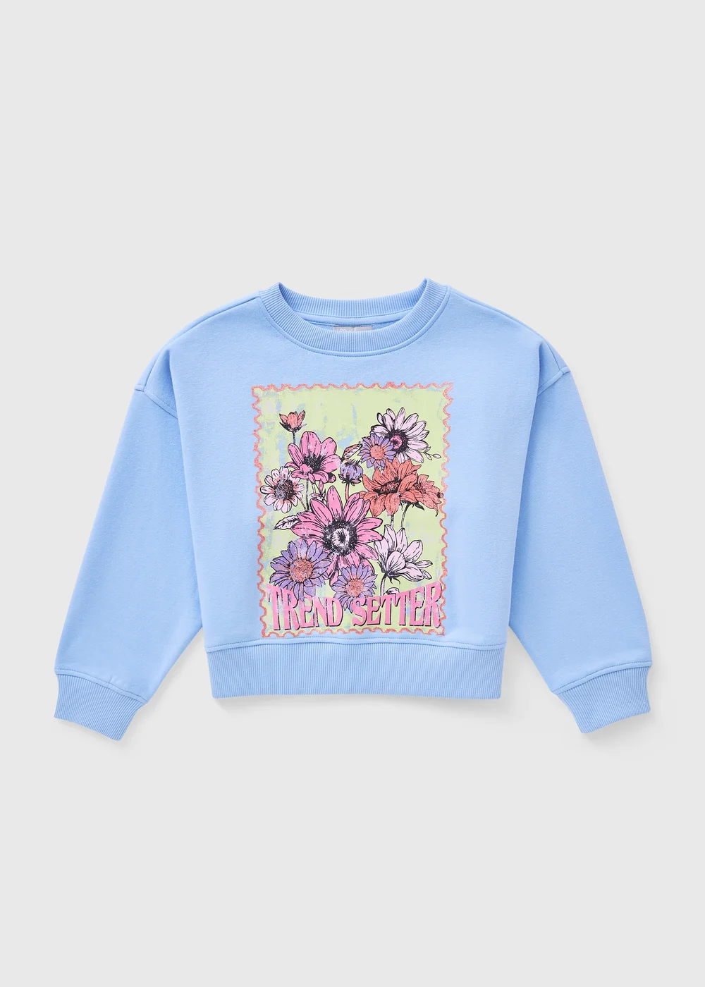 Girls Blue Floral Graphic Sweatshirt (7-15yrs) - 7 Yrs Image 1