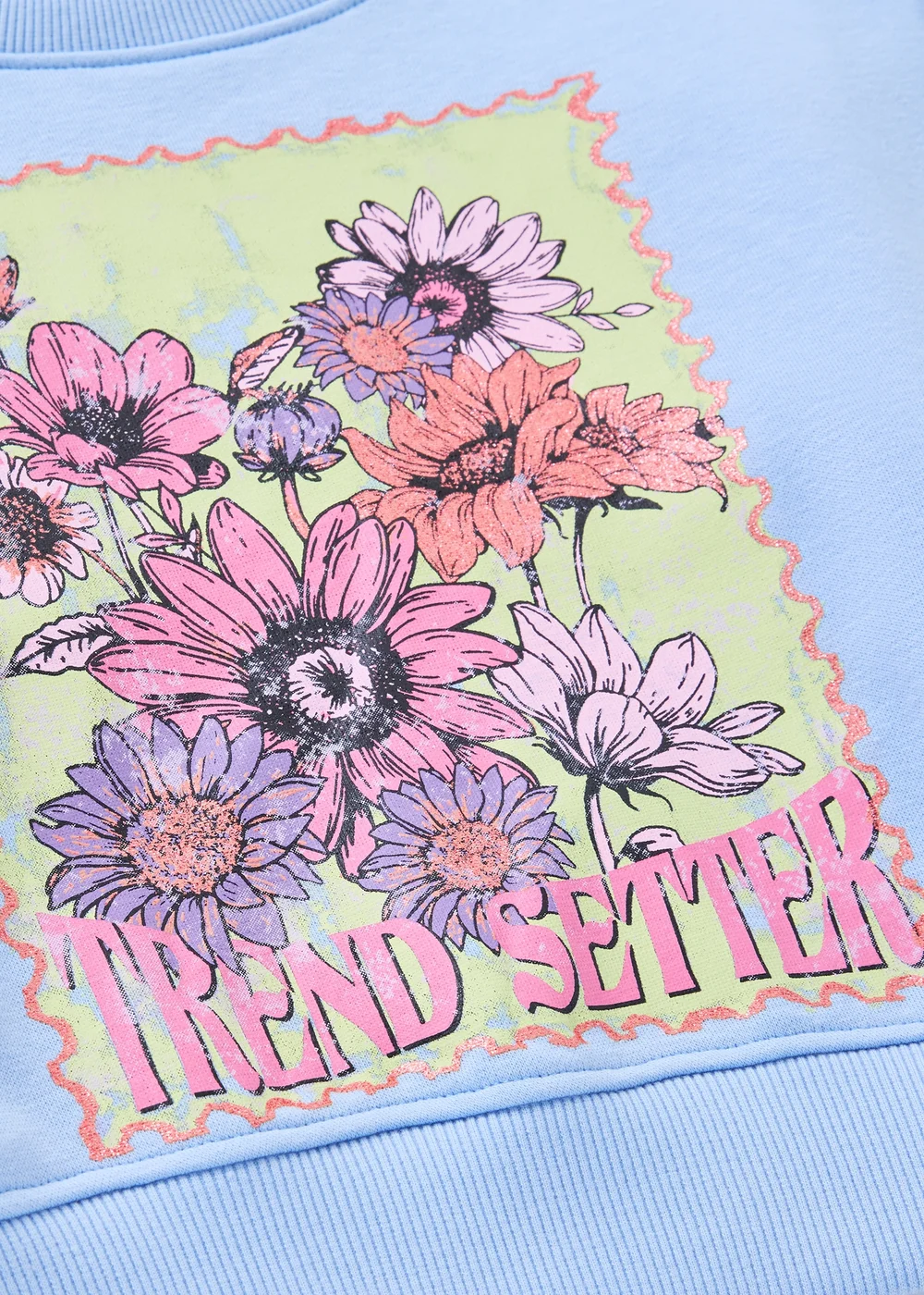 Girls Blue Floral Graphic Sweatshirt (7-15yrs) - 7 Yrs Image 2