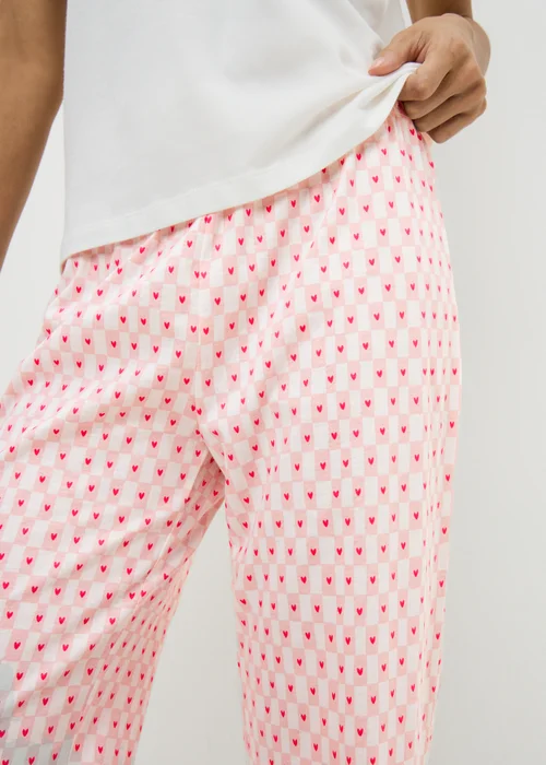 Pink Heart Wide Leg Pyjama Bottoms - Extra small Image 2