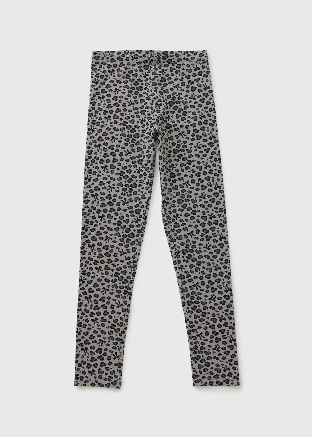 Girls Grey Leopard Leggings (7-15yrs) - Age 7 Years Image 1