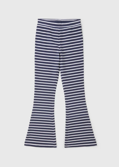 Girls Navy Stripe Flare Leggings (7-15yrs) - Age 7 Years Image 1