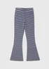 Girls Navy Stripe Flare Leggings (7-15yrs) - Age 7 Years Image 1