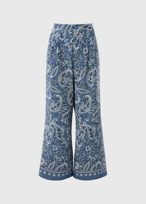 Blue Paisley Wide Leg Co-Ord Trousers - Size 14 29 leg Image 4
